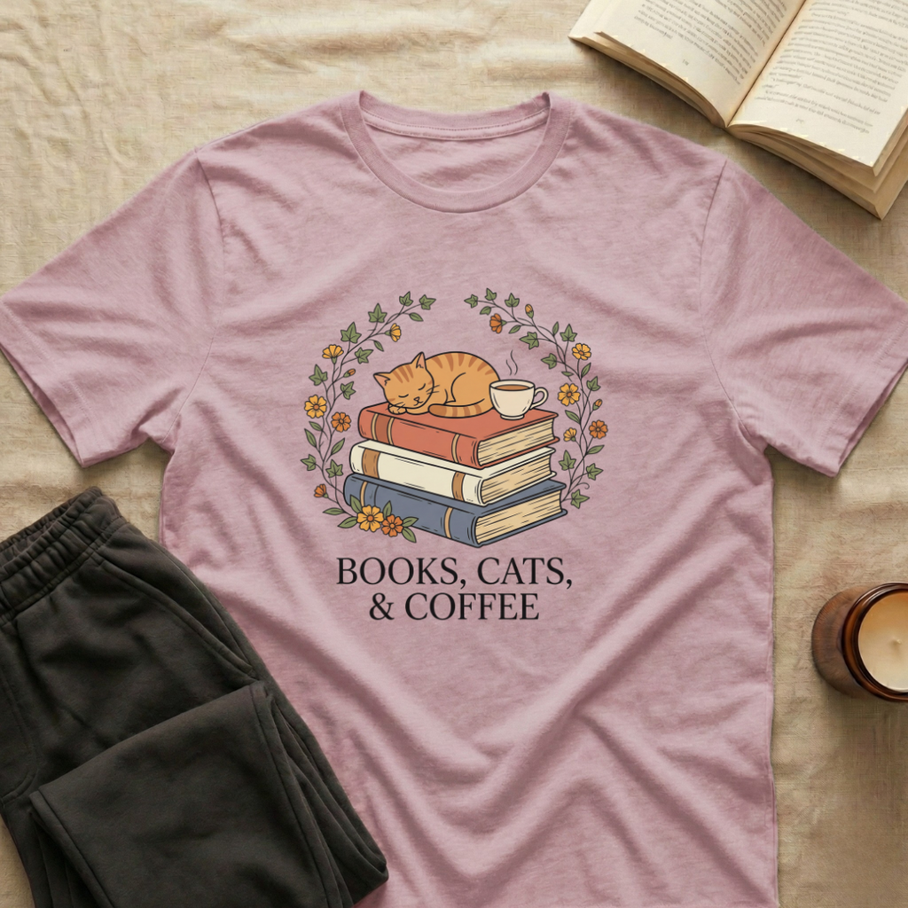 Books, Cats & Coffee T-Shirt