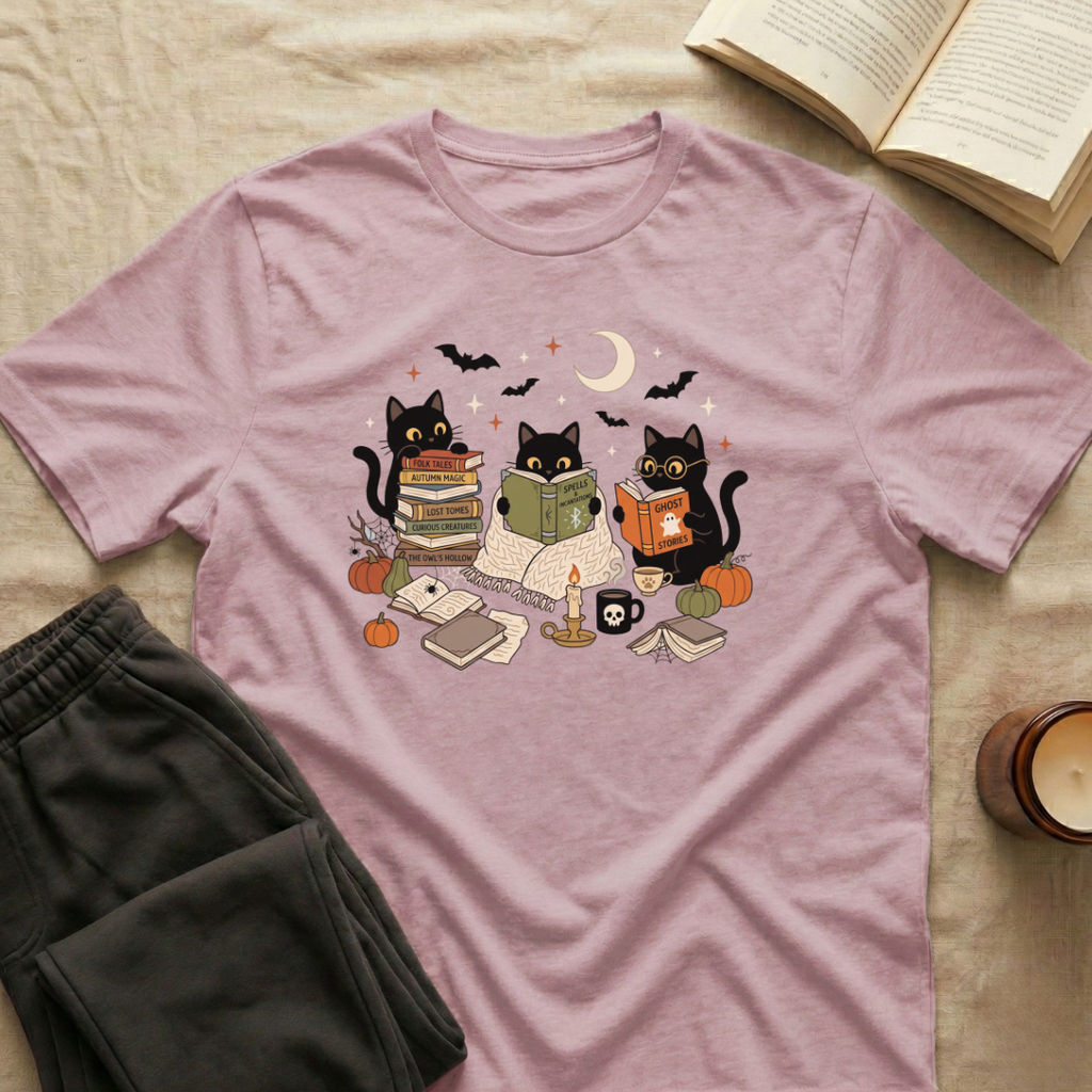 Cute Cats Reading Fall T-Shirt