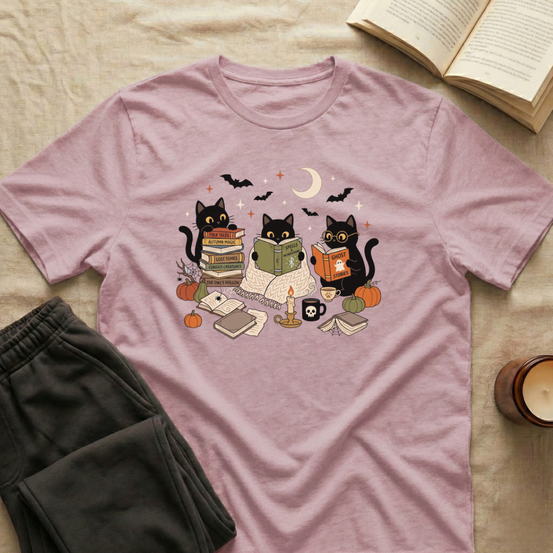 Cute Cats Reading Fall T-Shirt
