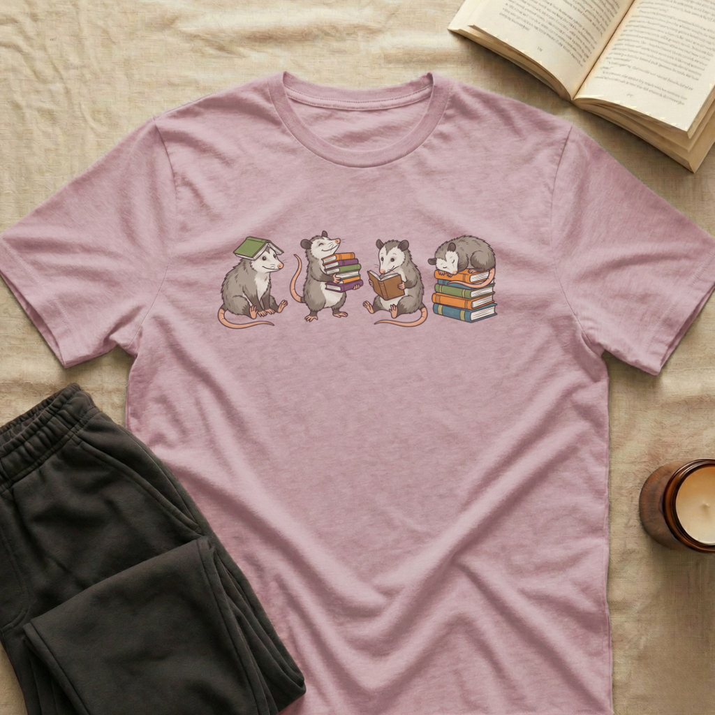 Cute Opossums Reading T-Shirt