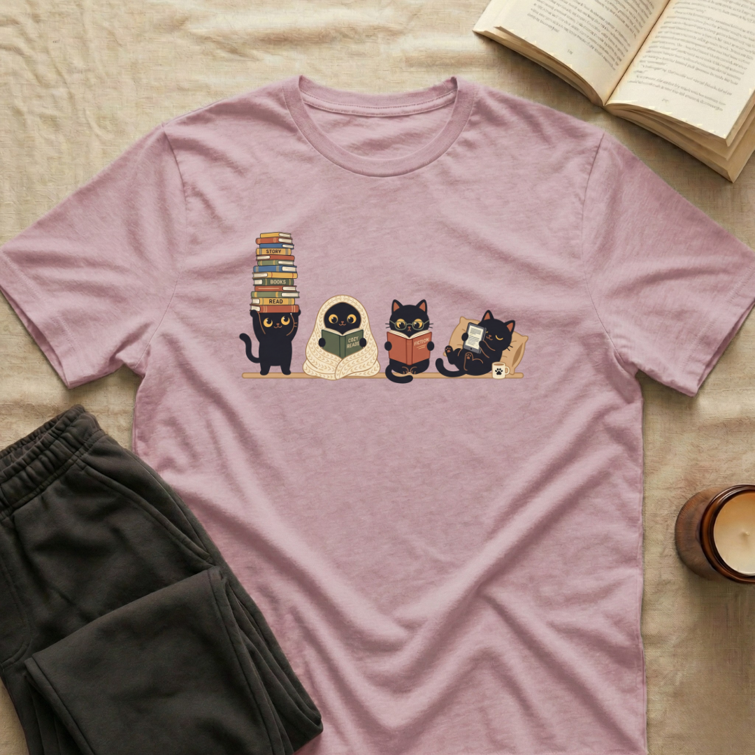 Cute Cats Reading T-Shirt