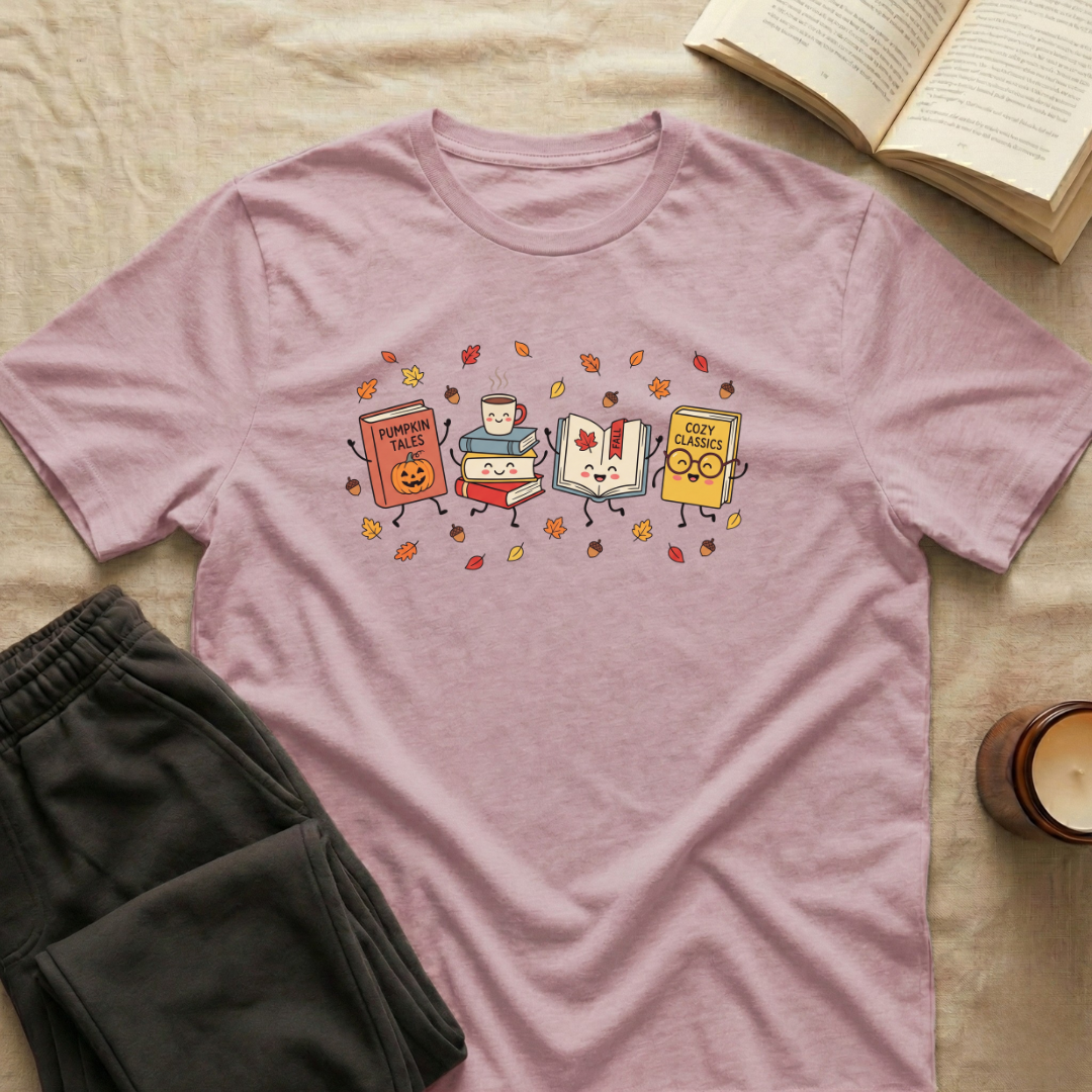 Cute Cozy Fall Books T-Shirt