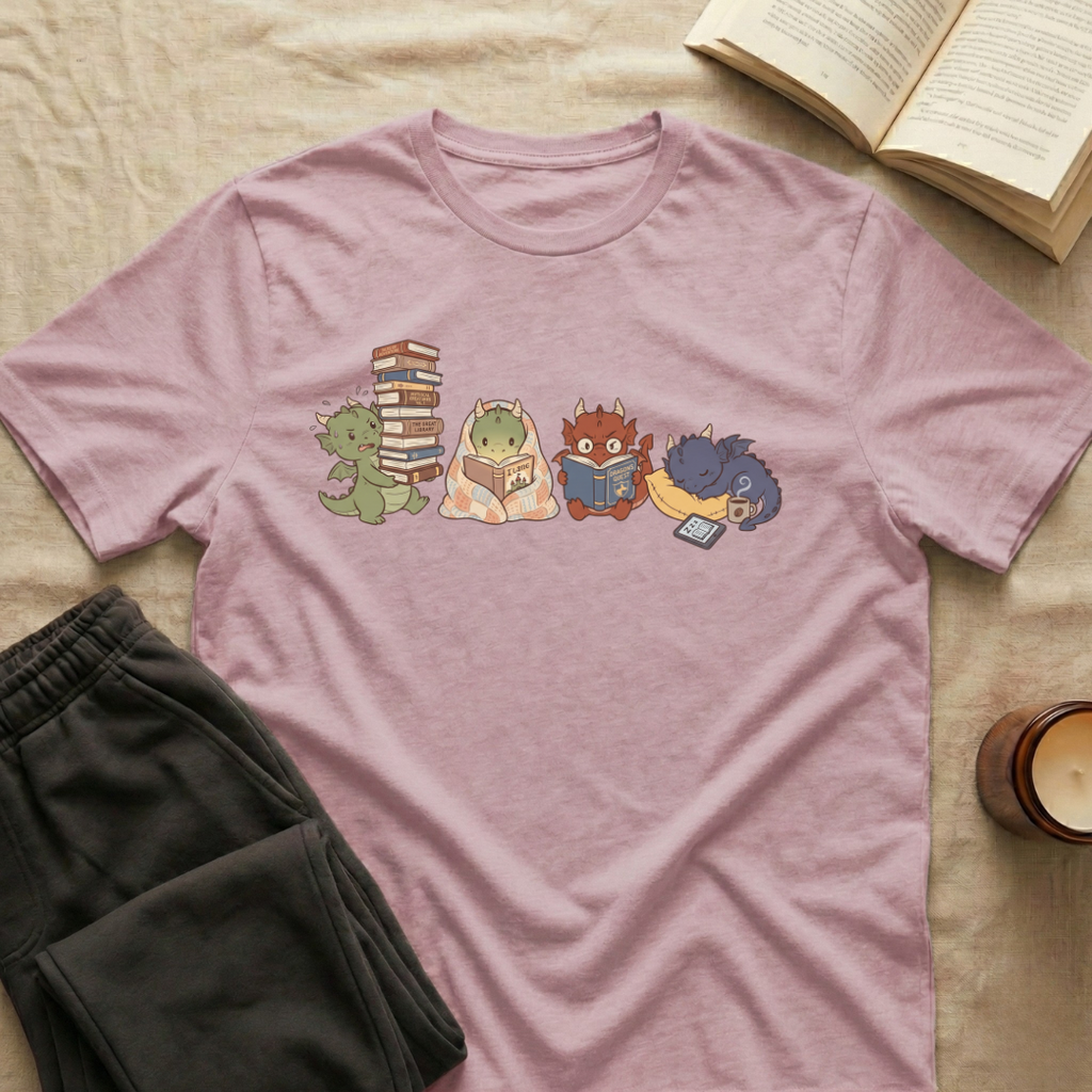 Cute Dragons Reading T-Shirt