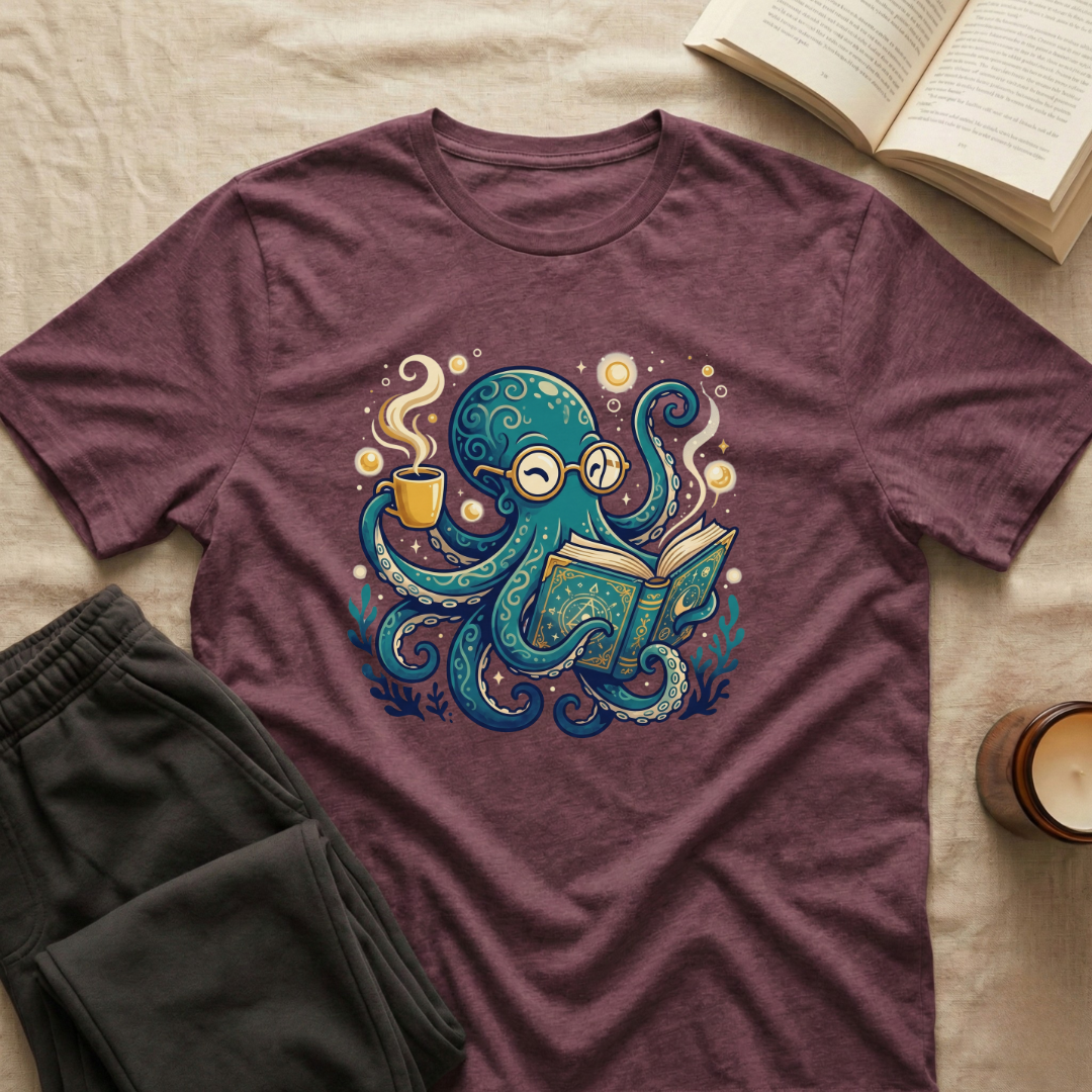 Octopus Reading T-Shirt