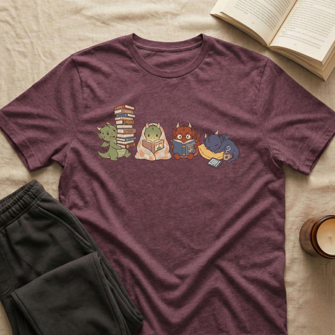 Cute Dragons Reading T-Shirt