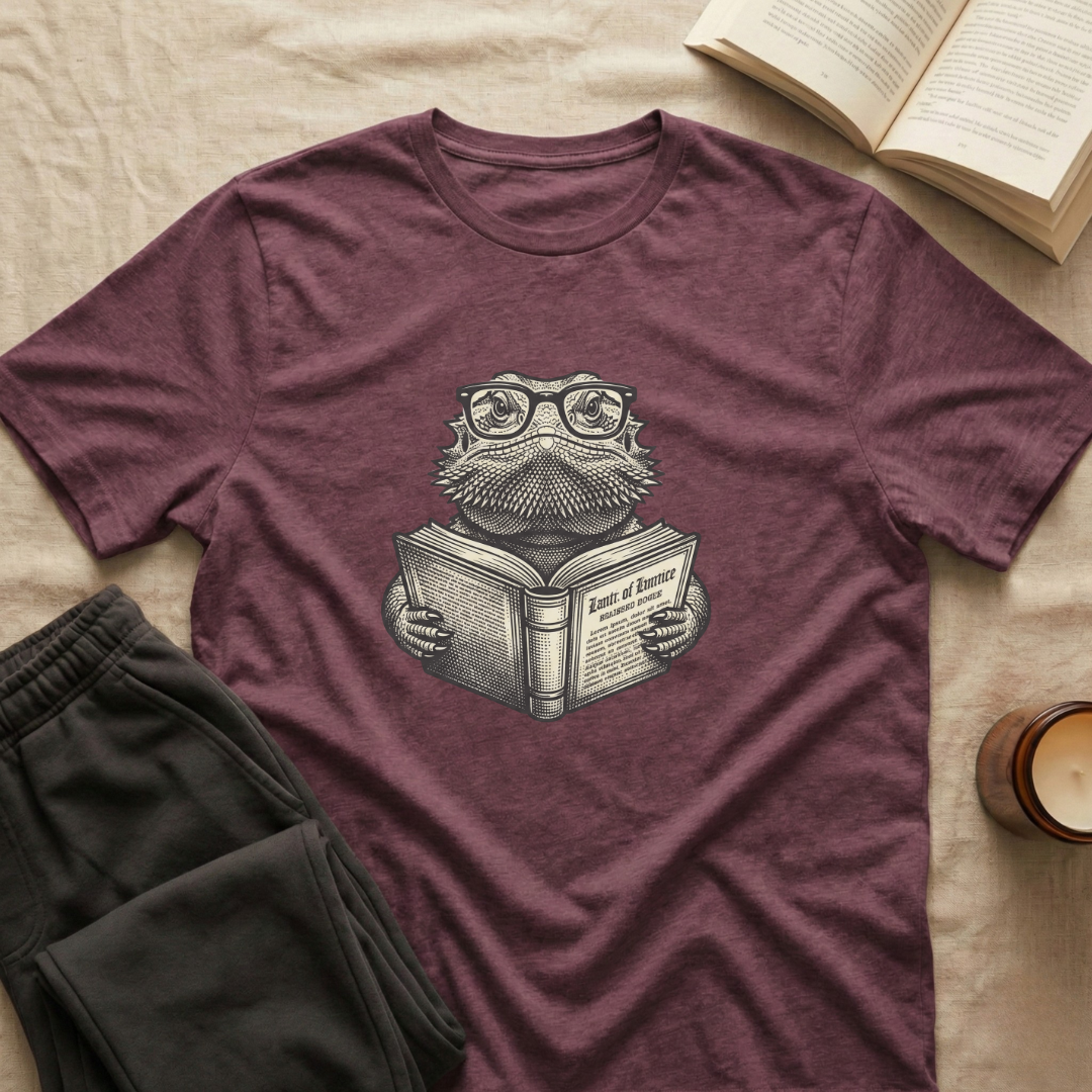 Bearded Dragon Reading T-Shirt