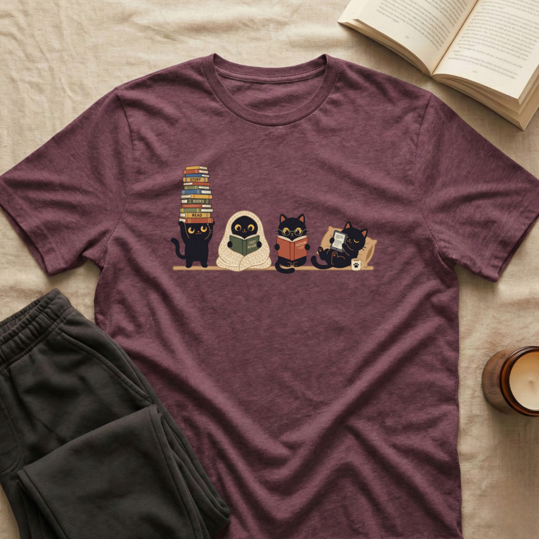 Cute Cats Reading T-Shirt