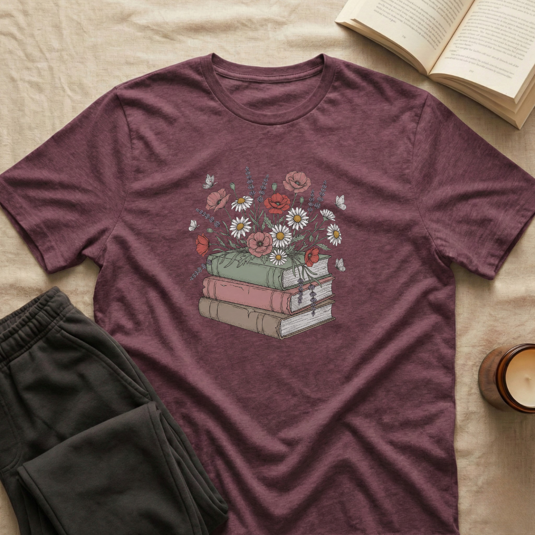 Floral Books T-Shirt