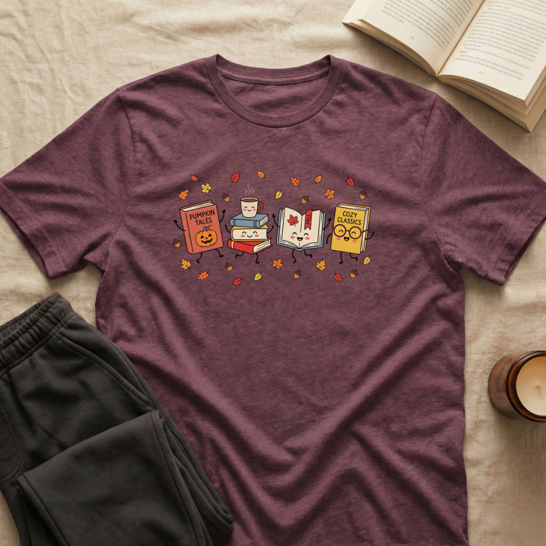 Cute Cozy Fall Books T-Shirt