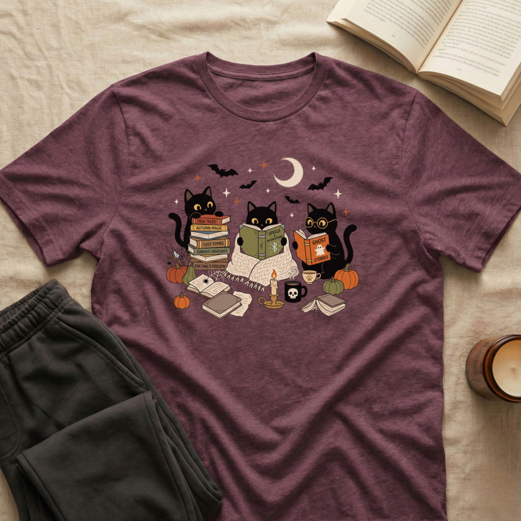 Cute Cats Reading Fall T-Shirt