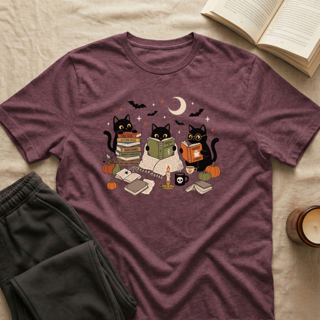 Cute Cats Reading Fall T-Shirt