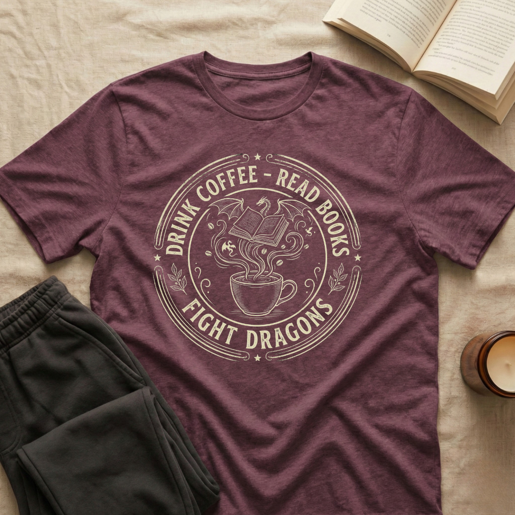 Drink Coffee Read Books Fight Dragons T-Shirt