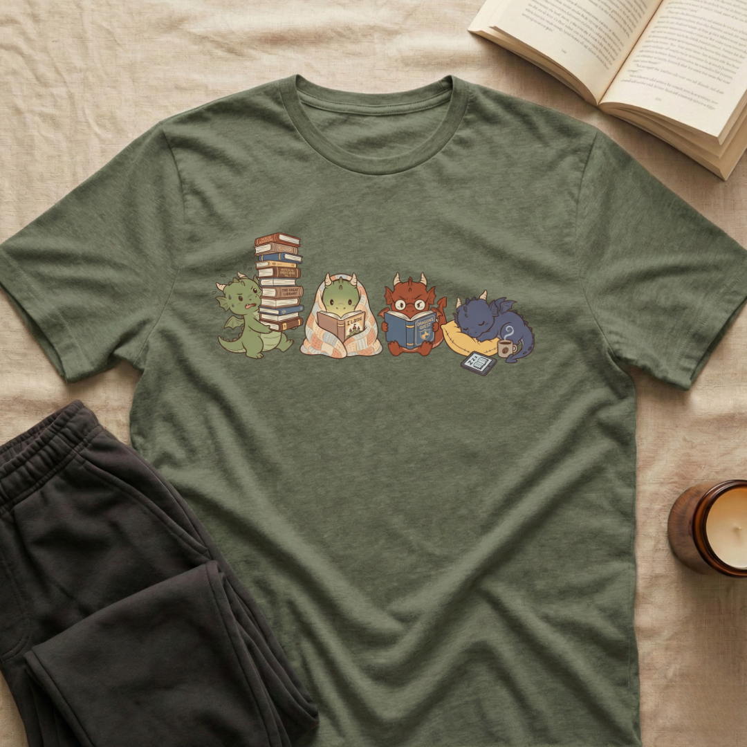 Cute Dragons Reading T-Shirt