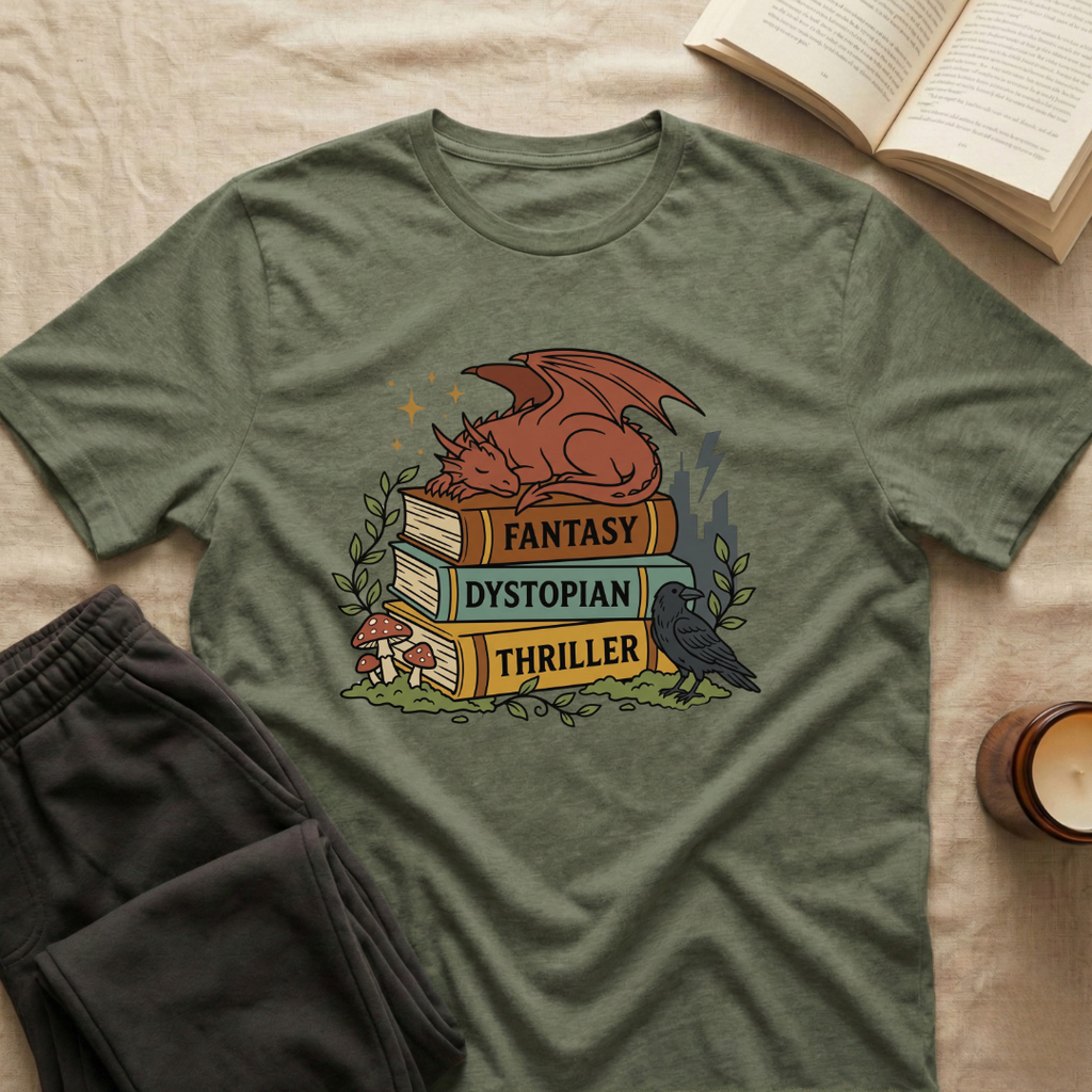Dragon Sleeping On Books T-Shirt