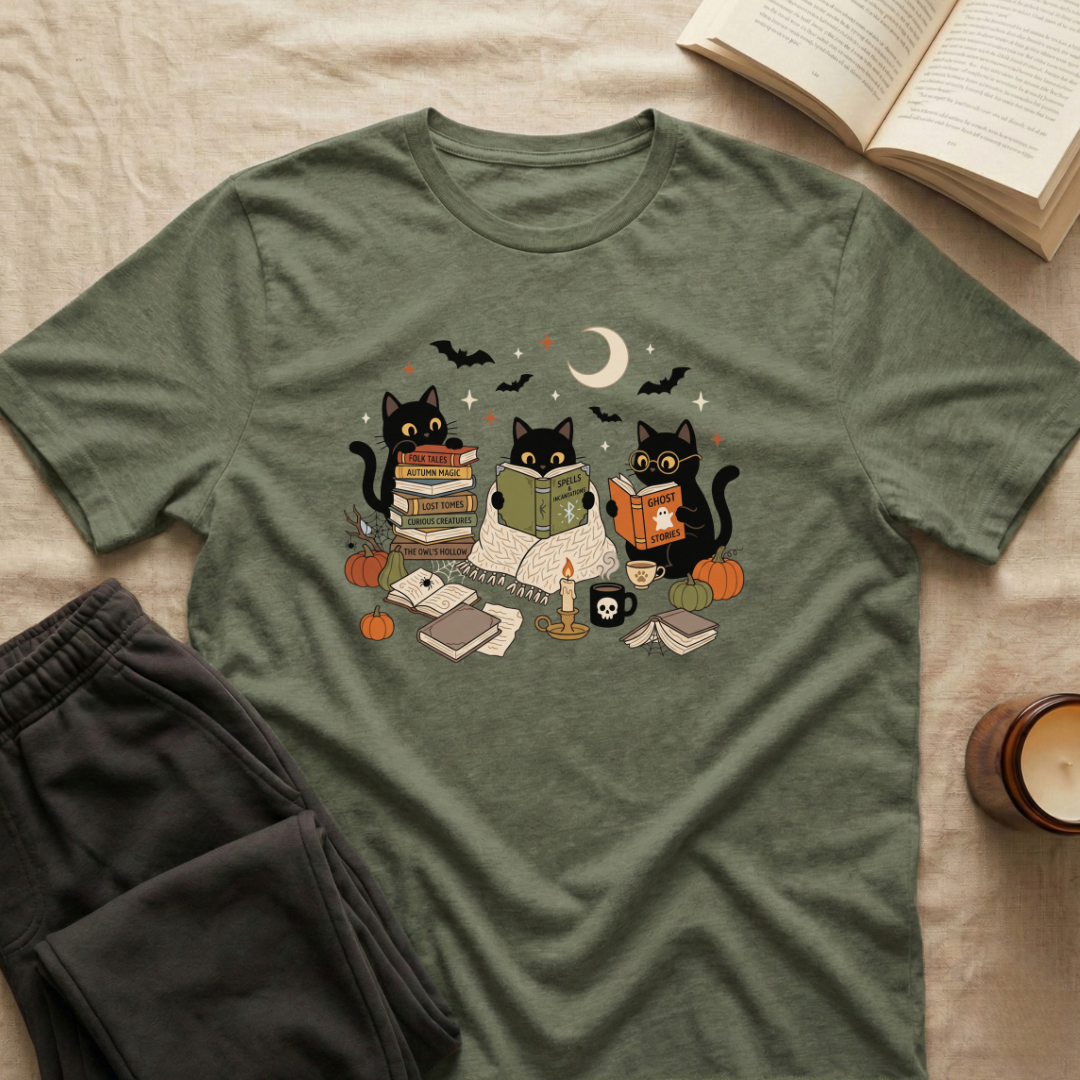 Cute Cats Reading Fall T-Shirt