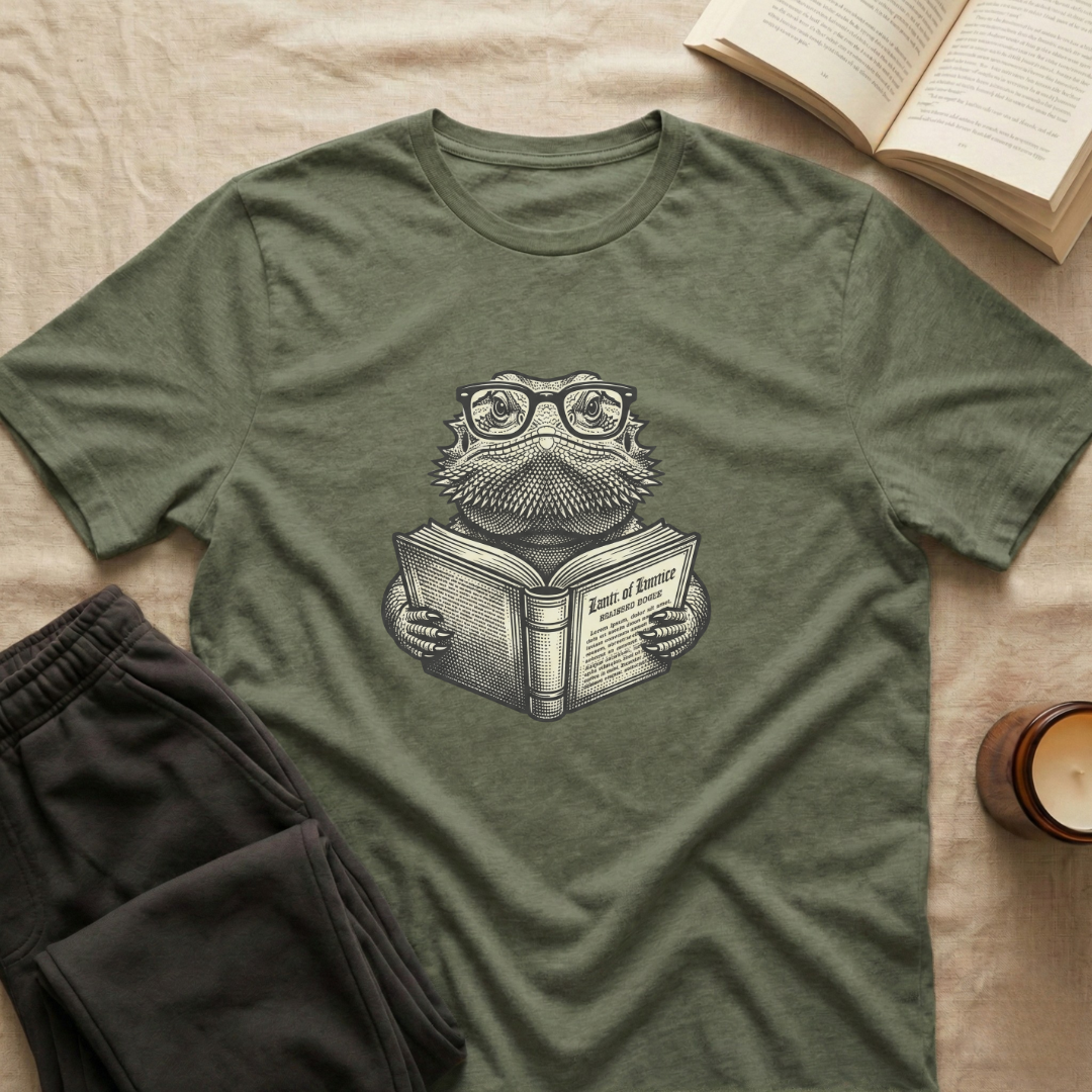 Bearded Dragon Reading T-Shirt