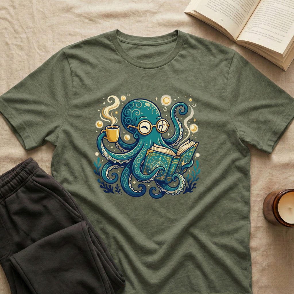 Octopus Reading T-Shirt
