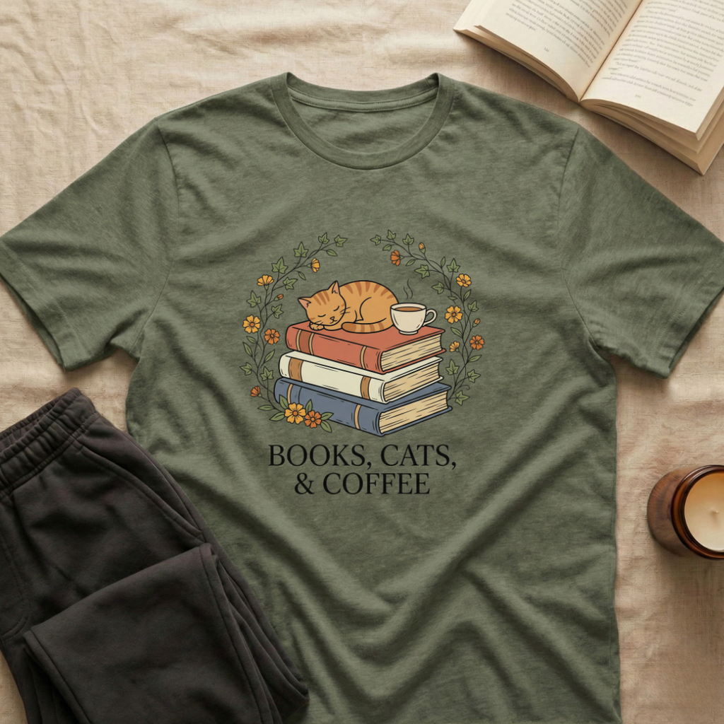 Books, Cats & Coffee T-Shirt