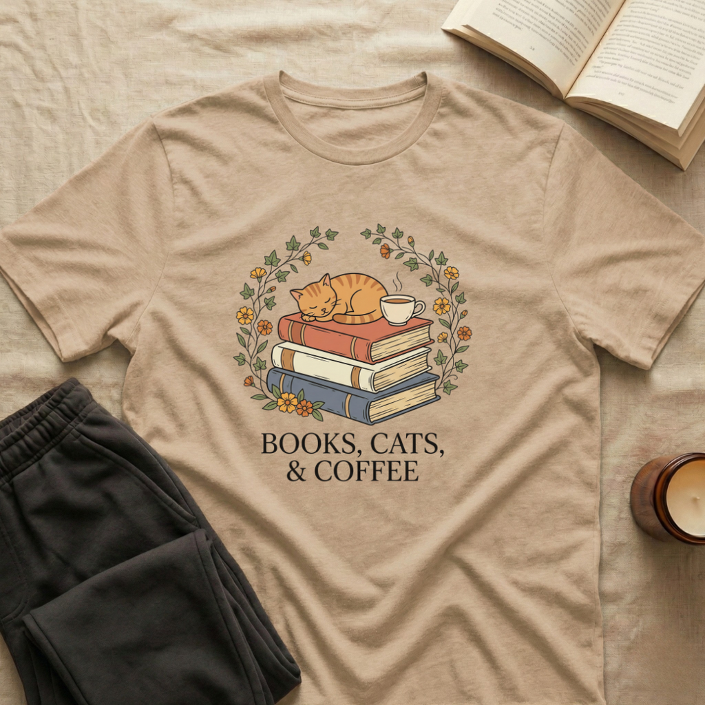Books, Cats & Coffee T-Shirt