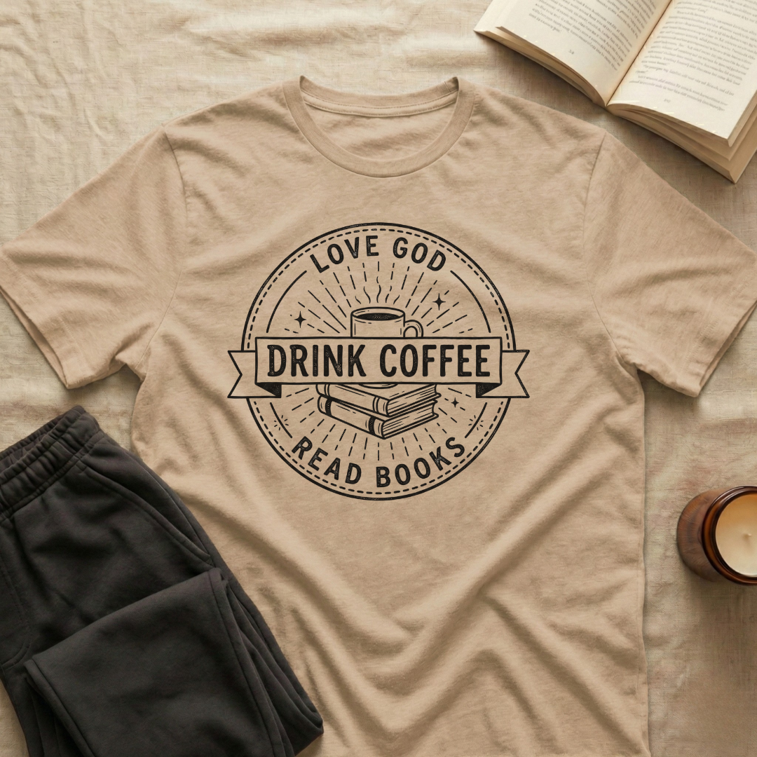 Love God Drink Coffee Read Books T-Shirt
