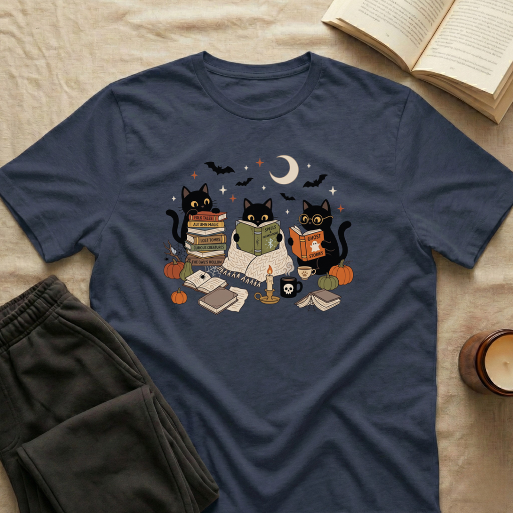 Cute Cats Reading Fall T-Shirt