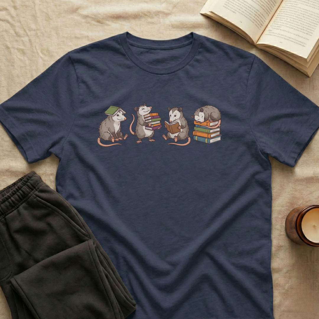 Cute Opossums Reading T-Shirt