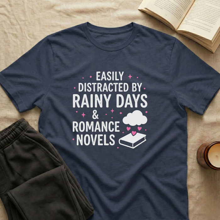 Easily Distracted By Rainy Days T-Shirt in Navy
