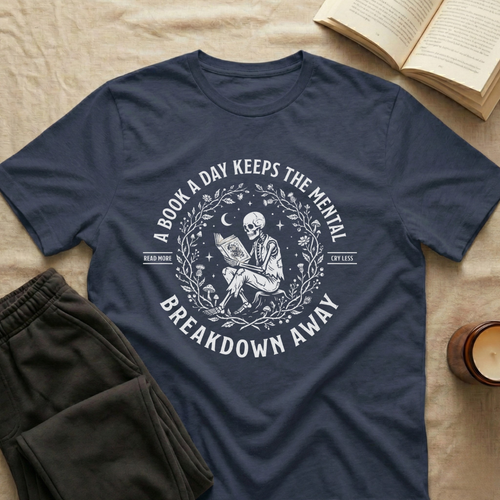 A Book A Day T-Shirt in Navy