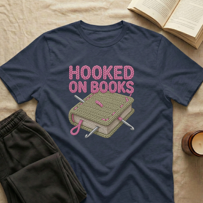 Hooked On Books T-Shirt in Navy