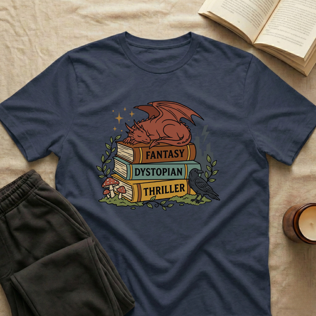 Dragon Sleeping On Books T-Shirt