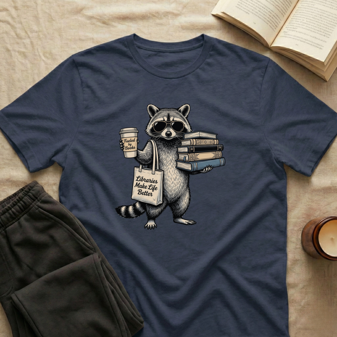 Vintage Raccoon Reading T-Shirt