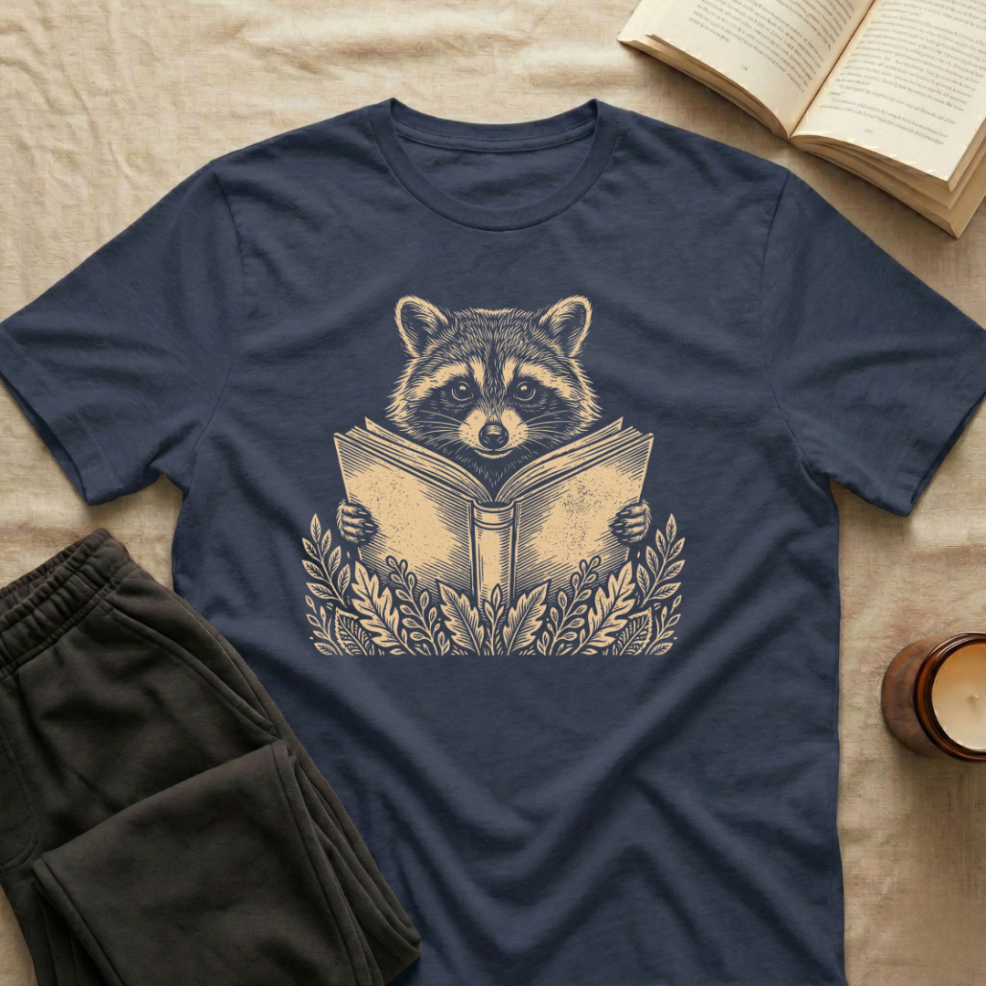 Retro Raccoon Reading T-Shirt