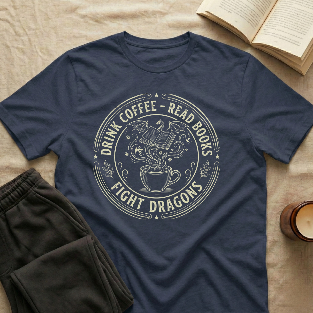 Drink Coffee Read Books Fight Dragons T-Shirt