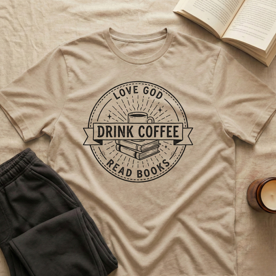 Love God Drink Coffee Read Books T-Shirt