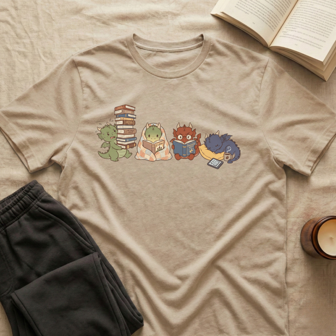 Cute Dragons Reading T-Shirt