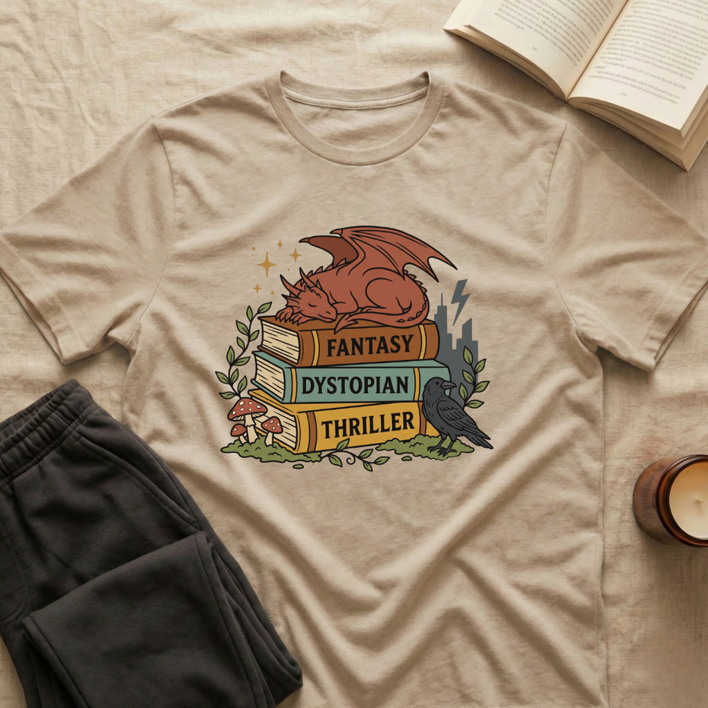 Dragon Sleeping On Books T-Shirt