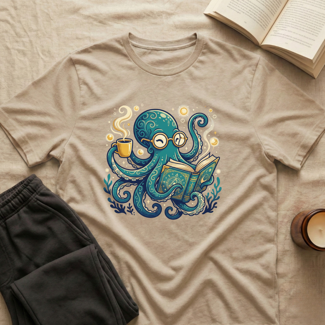 Octopus Reading T-Shirt