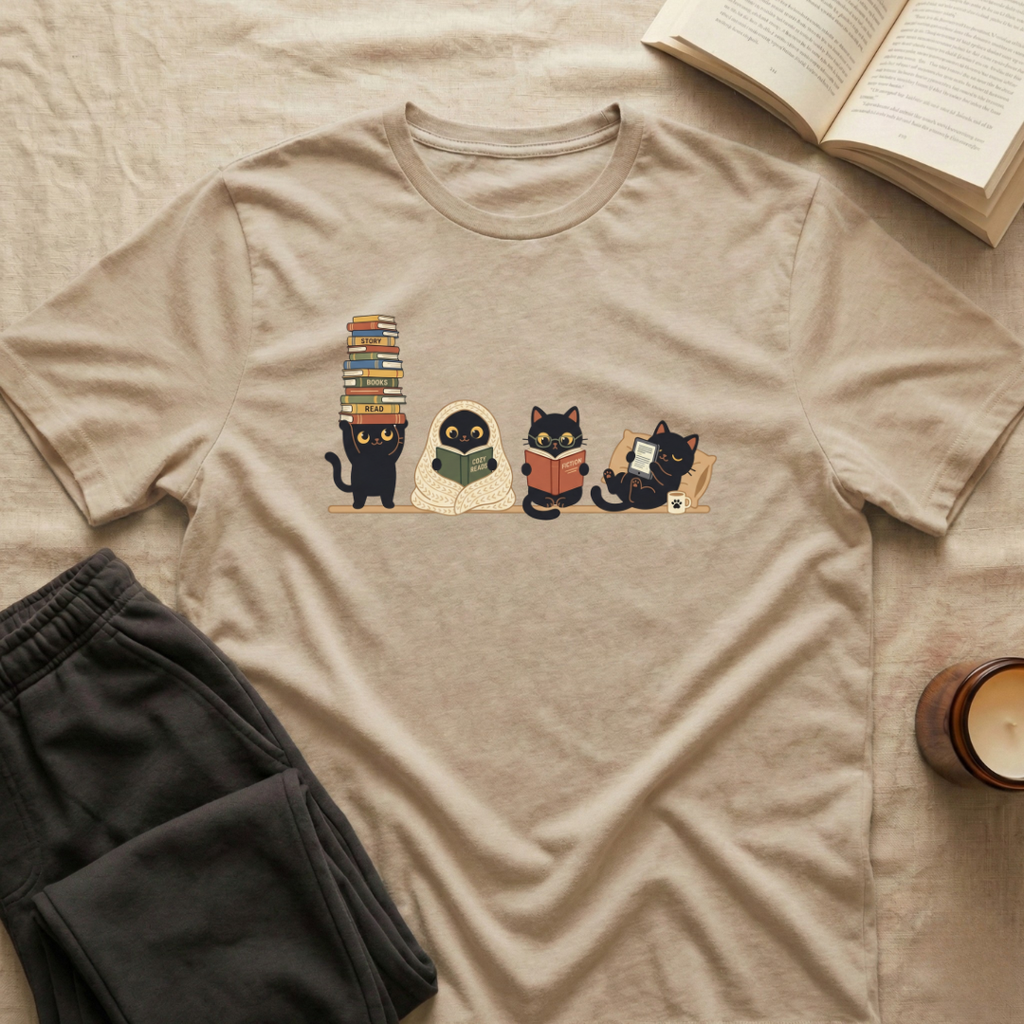 Cute Cats Reading T-Shirt