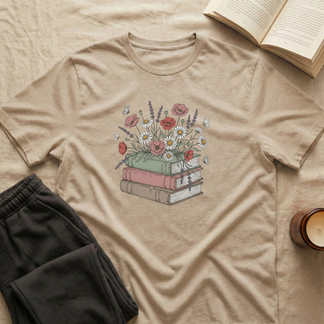 Floral Books T-Shirt