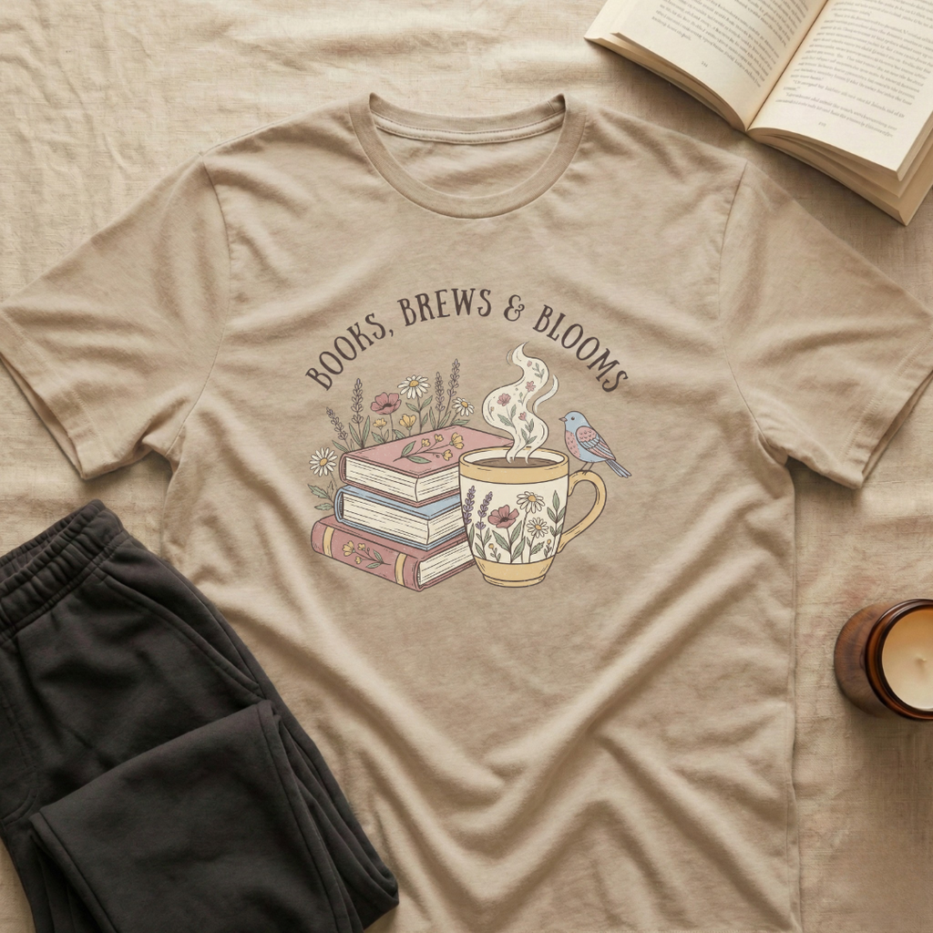 Books Brews And Blooms T-Shirt