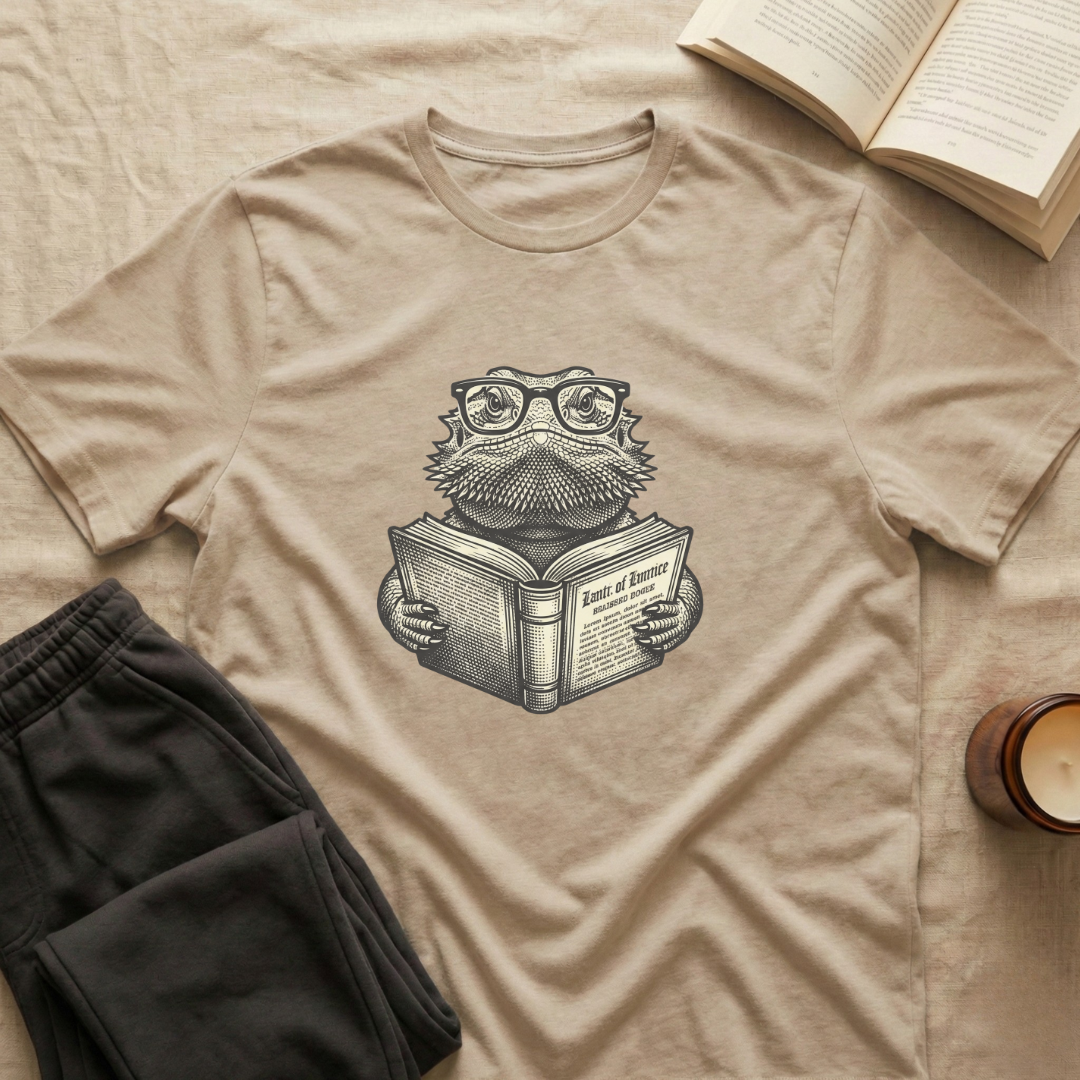 Bearded Dragon Reading T-Shirt