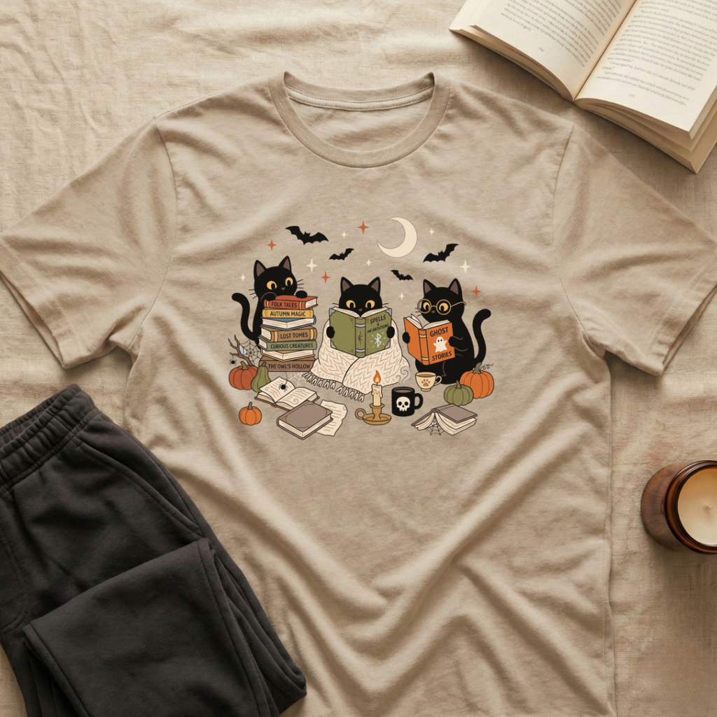 Cute Cats Reading Fall T-Shirt