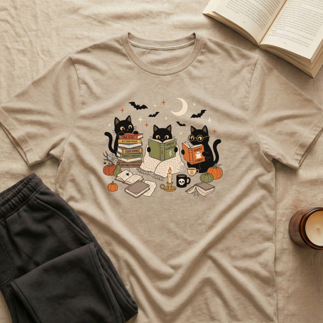 Cute Cats Reading Fall T-Shirt