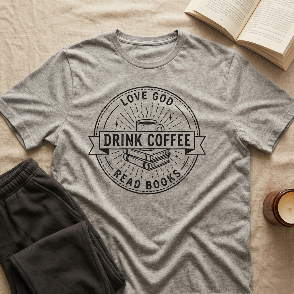 Love God Drink Coffee Read Books T-Shirt