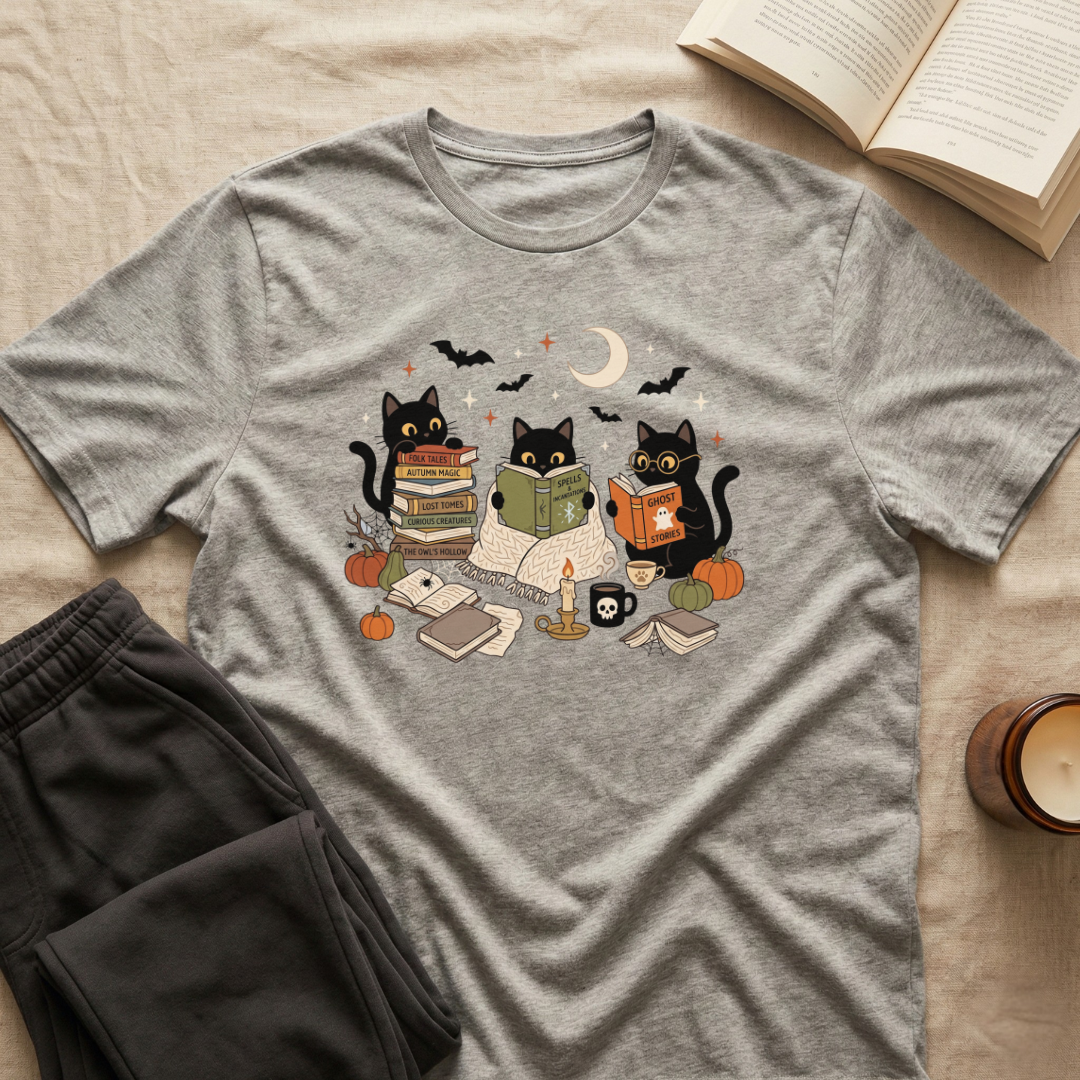 Cute Cats Reading Fall T-Shirt
