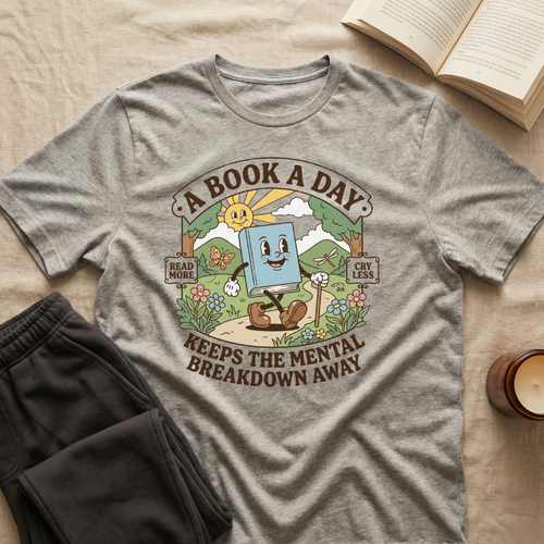 A Book A Day T-Shirt in Sport Grey