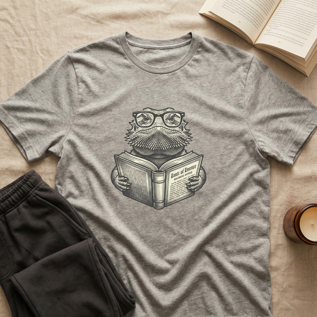 Bearded Dragon Reading T-Shirt