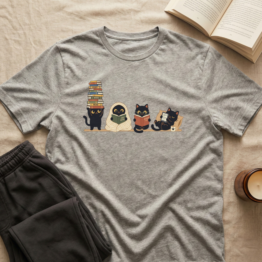 Cute Cats Reading T-Shirt