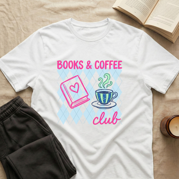 Books & Coffee Club T-Shirt in White