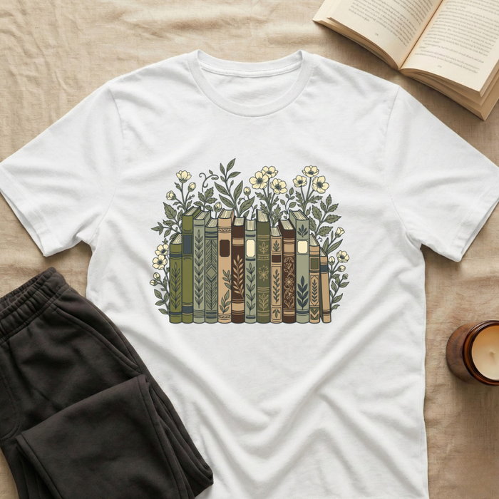 Floral Books T-Shirt in White